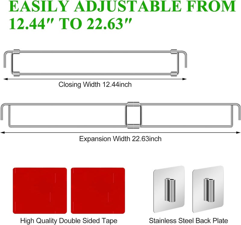 Yaocom 4 Pcs Rv Refrigerator Bars 12.44"-22.63" Adjustable Stainless Steel RV Fridge Tension Rods Refrigerator Accessories Extendable Food and Drink Stabilizers Prevent Messy Spills During Travel - Image 3